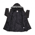 Donna moda Design stile Casual piuma d'oca giacca lunga con falso staccabile cappuccio con pelliccia